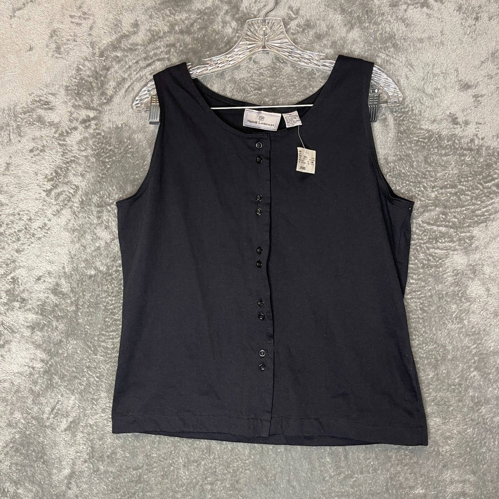 Women Deadstock Classic Minimalist Capsule Lagenlook Retro Button Front Vest L