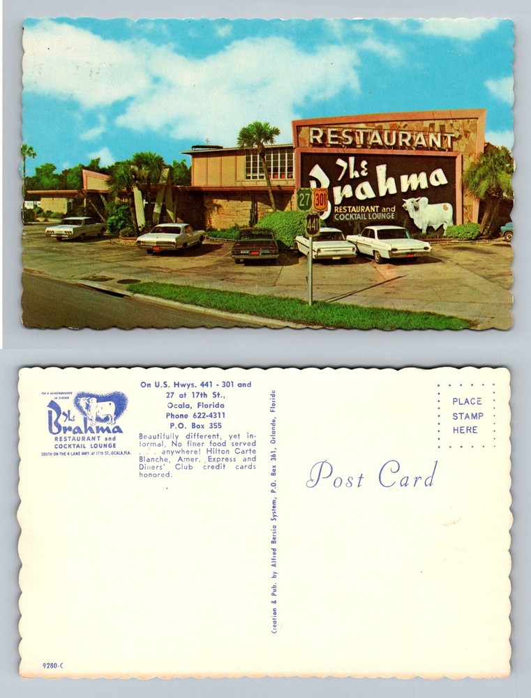 Ocala, FL-Florida, Brahma Restaurant Hwy 441 301 Roadside Vintage Postcard