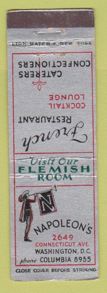 Matchbook Cover - Napoleon's French Restaurant Washington DC