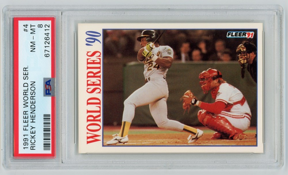 1991 Fleer World Series Rickey Henderson #4 Insert A's Hof Psa 8 Nm-Mint