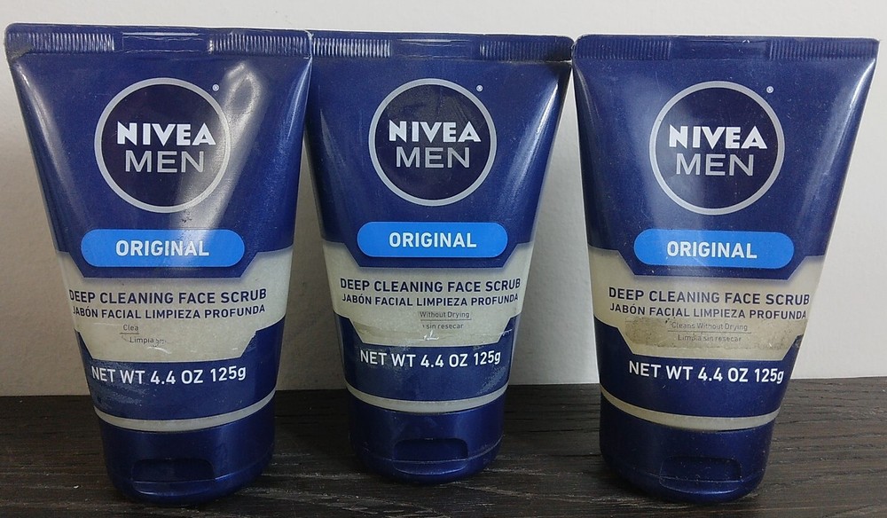 3 Pack Nivea Men Maximum Hydration Deep Cleaning Face Scrub Cleans Non-Drying