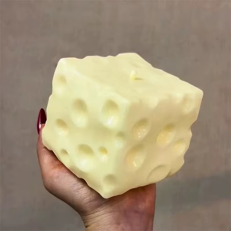Jumbo Cheese Cube Stress Ball Squishy Squeeze Fidget Toy ASMR Sensory Gift
