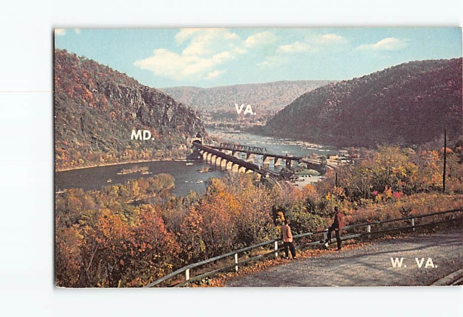 Postcard Where Three States Meet Harpers Ferry West Virginia USA