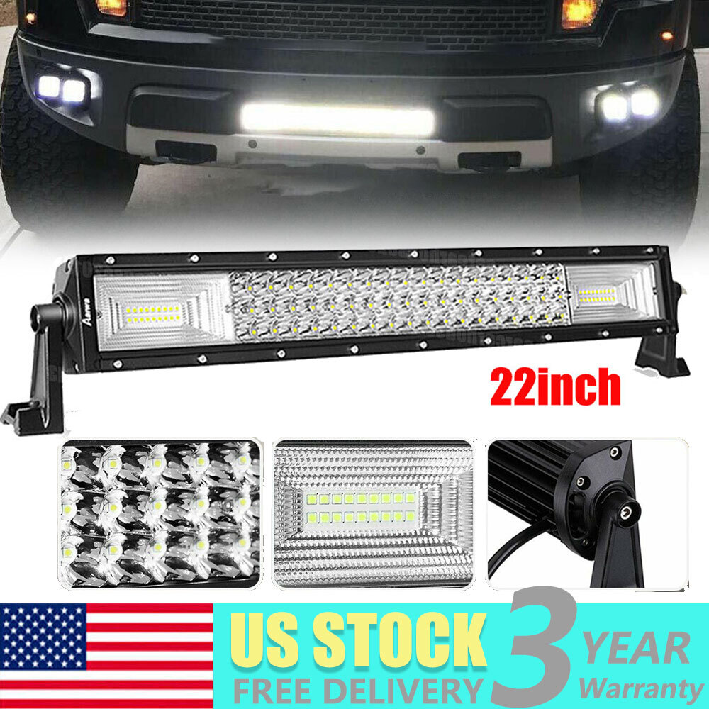 22-Inch 270W Tri-Row LED Work Light Bar Spot Flood Combo for Trucks SUVs Offroad