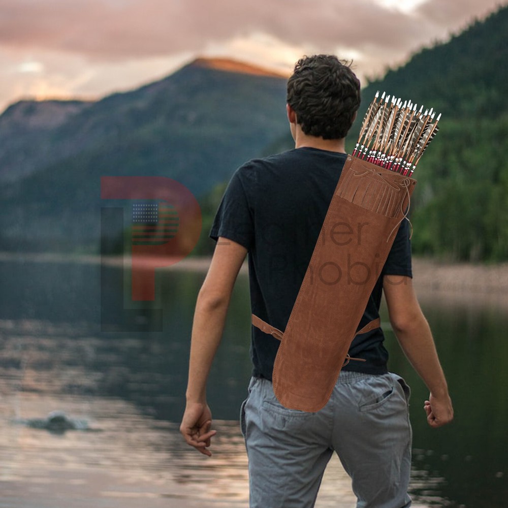 Back Arrow Quiver Genuine Cow Leather Arrow Holder Traditional Handmade Quivers
