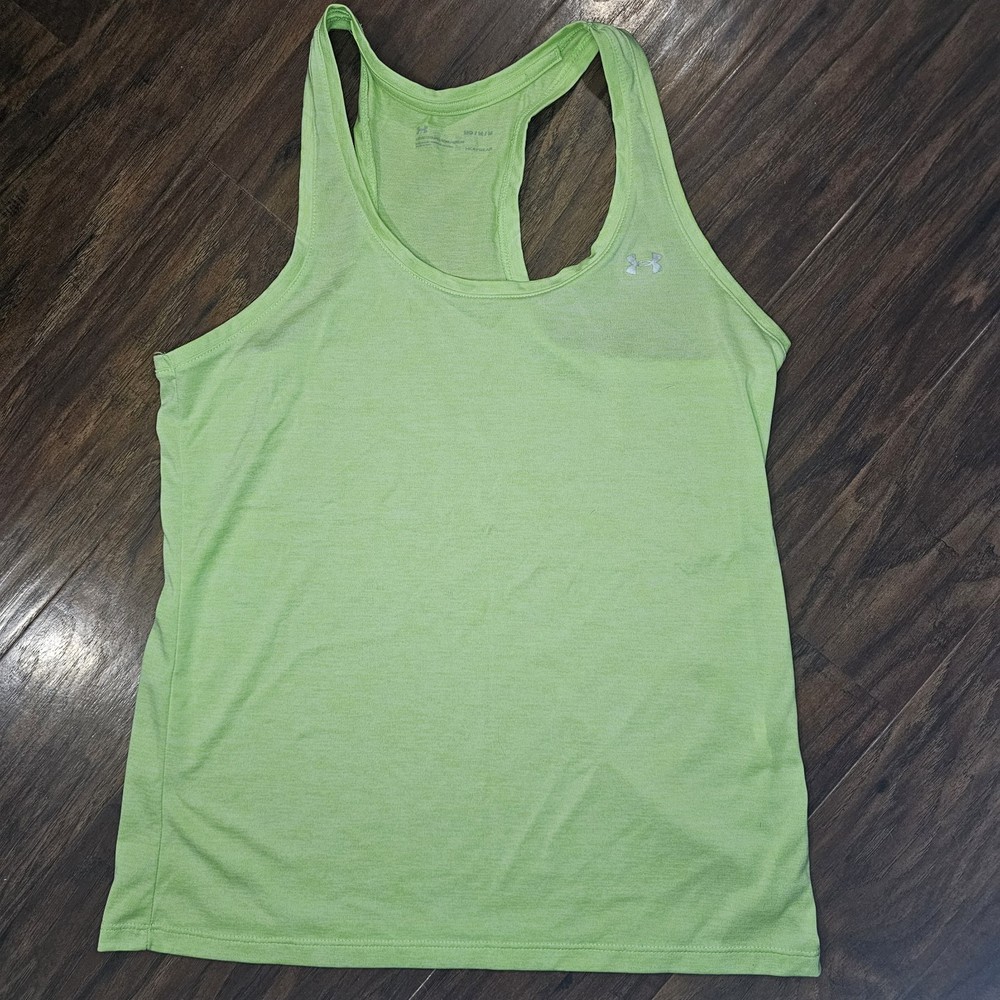Under Armour Womens Heat Gear Neon Green/Yellow Tank Racer Back Loose Medium