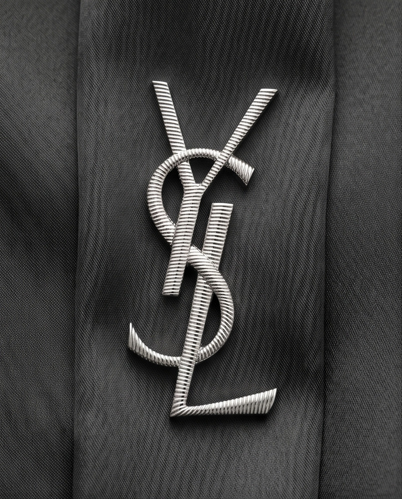 Vtg  YSL Brooch logo Stamped  silver