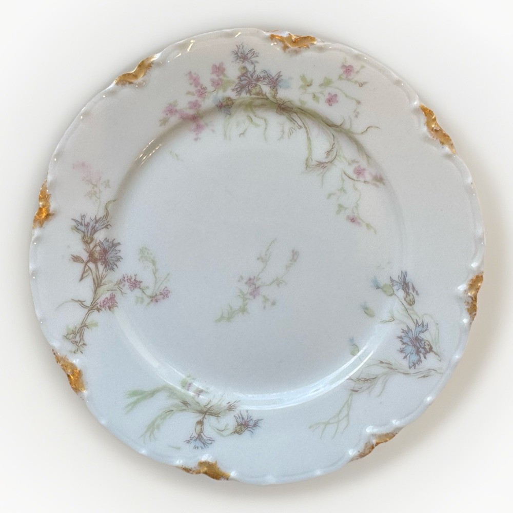 Haviland Limoges France Bread Butter Side Plate 6” Scalloped Gold Floral Antique
