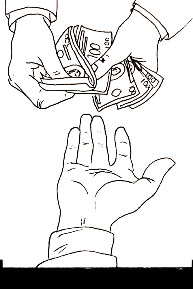 Original ACEO Ink Line Art Need a Cash Loan Medium Marker on Paper Signed Artist