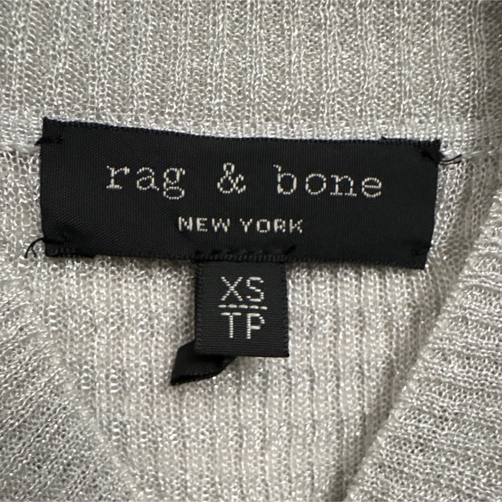 rag & bone Silver Metallic Solid Knit Mock Neck Long Sleeve Pullover Sweater XS