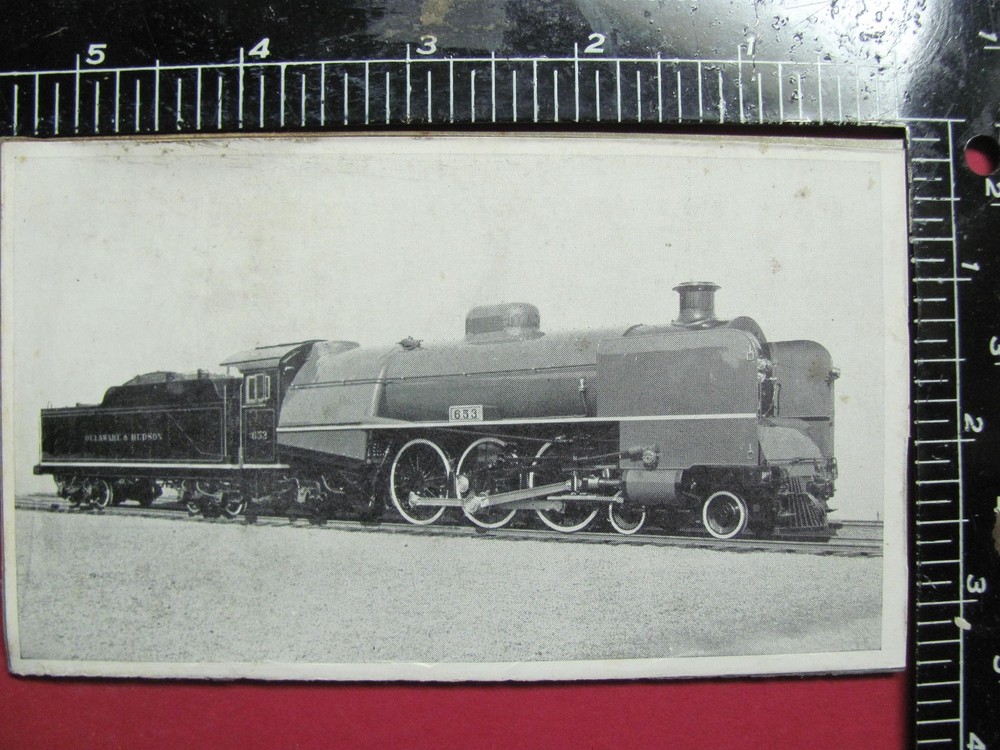 OLD POST CARD BUILDER PHOTO of DELAWARE & HUDSON RAILROAD 4-6-4 LOCOMOTIVE #653