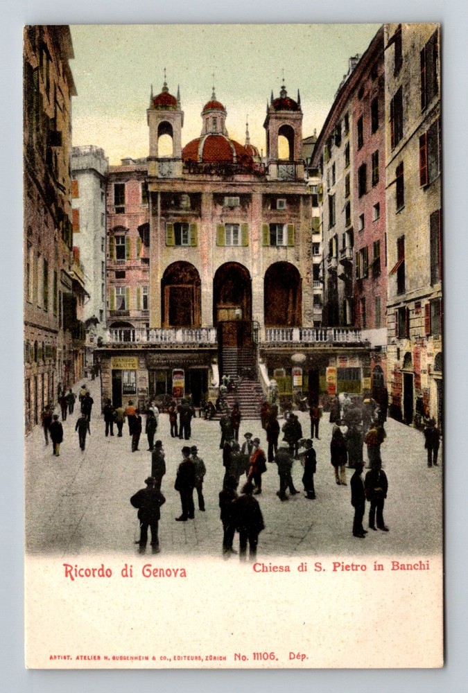 Italy- Genoa Church Of St. Peter In Banchi Postal Old Card View Vintage Postcard