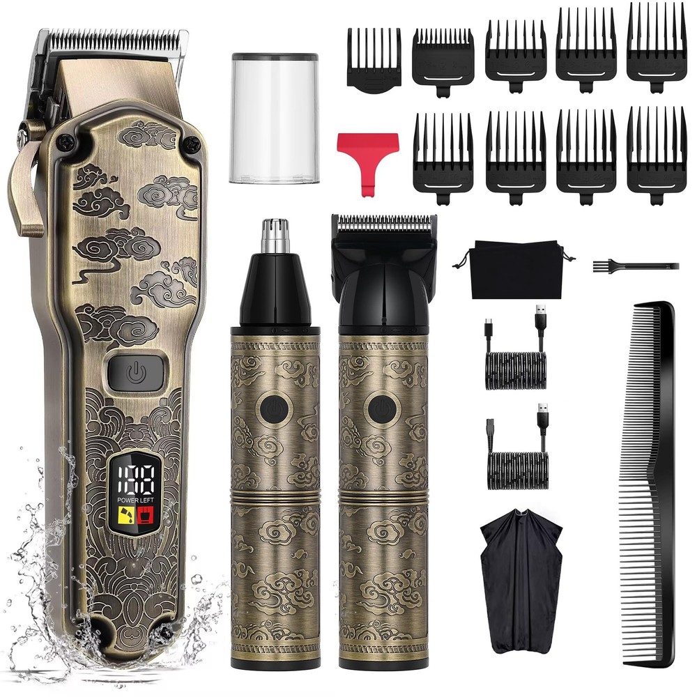 Best Clipper for Men, Waterproof Hair Trimmer Electric Shaver Razor, Cordless