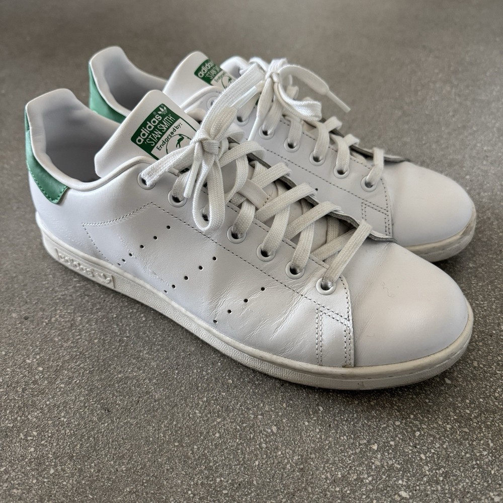 Adidas Stan Smith Low White Green Size Men’s 10 Very Clean Preowned Pair