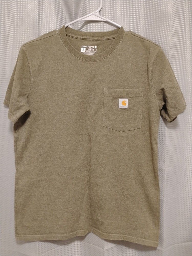 Women's Carhartt Pocket Tshirt Small 4/6 Green Loose Fit