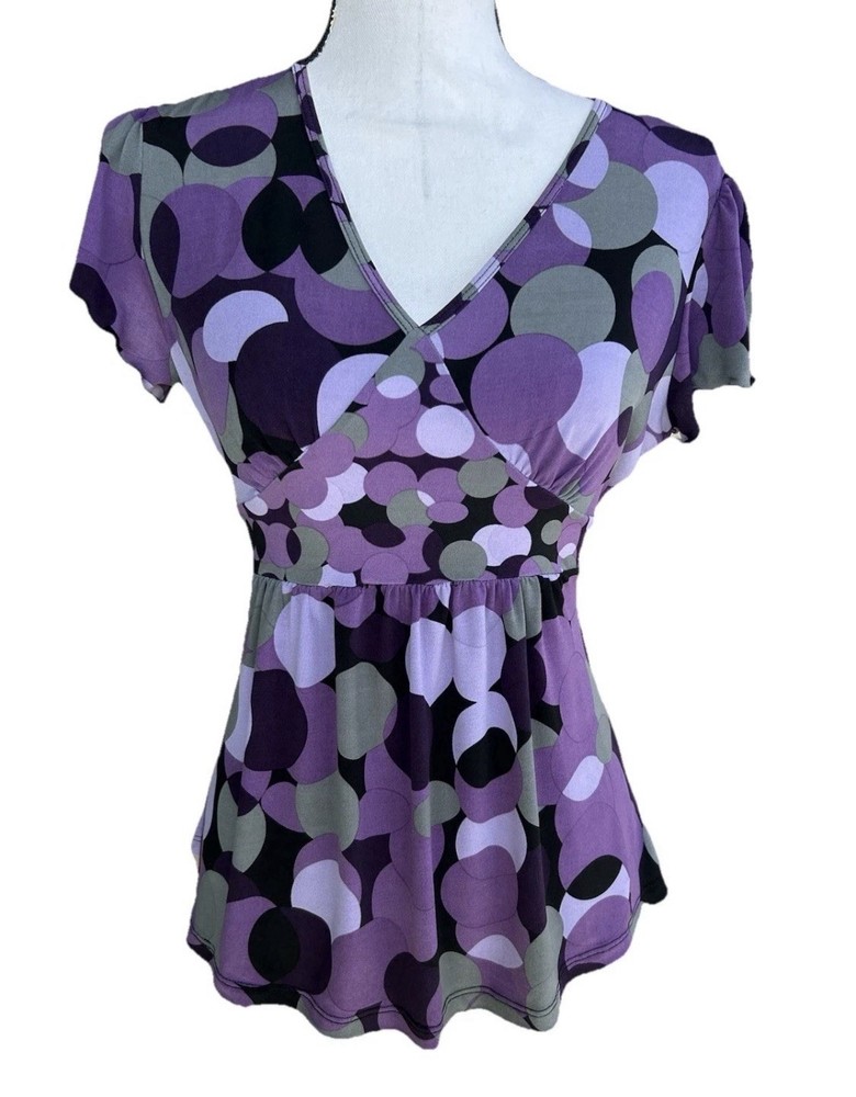 Y2K Apt 9 Stretch V-neck  Purple Tie Back Blouse Small