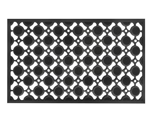 All Weather Rubber Doormat - Dirt Trapping Mosaic Welcome Door Mat - Indoor