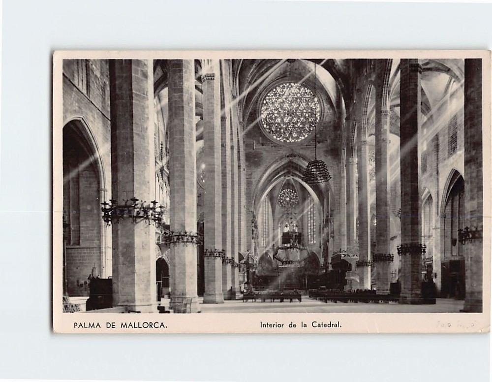 Postcard Interior de la Cathedral Palma de Mallorca Spain