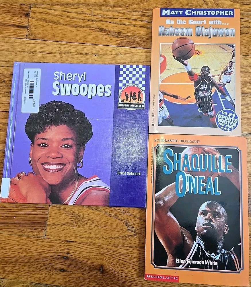 Vtg 90s Basketball Stars Book Lot, Sheryl Swoopes Shaquille O'Neal, Hakeem Olaju