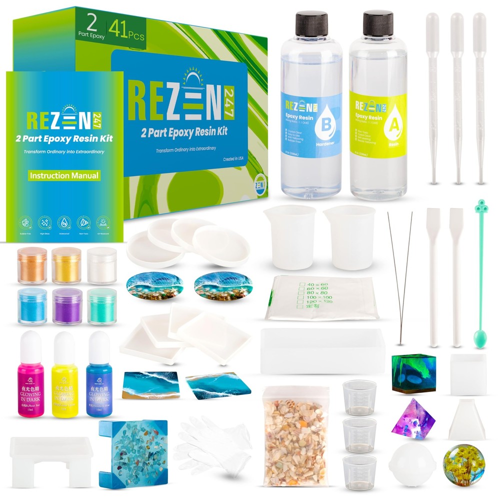 Epoxy Resin Kit with Molds - Complete Set - Unique Resin Molds Kit with Crush...