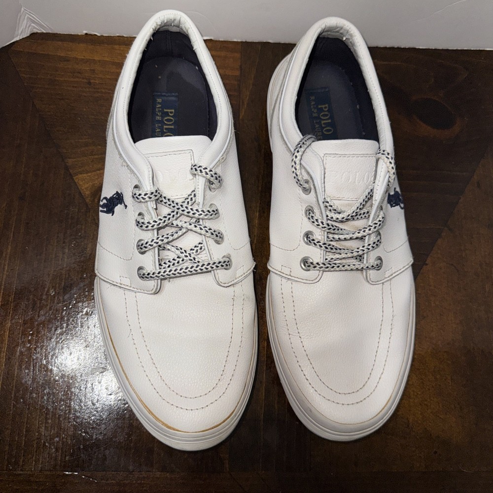 Polo Ralph Lauren Sport Leather Faxon Low Fashion Sneaker Mens 11 D White