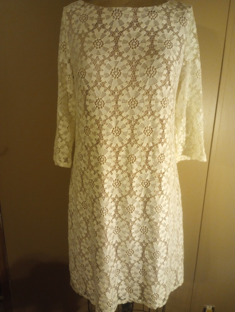 Jessica Howard Women's White Size 10 3/4 Sleeve Midi Dress Quiet Luxury Classic