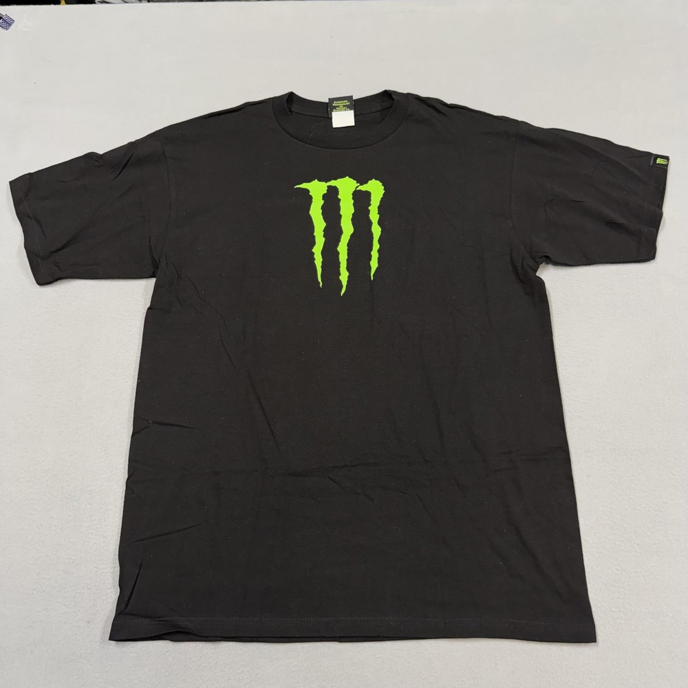 Monster Energy Shirt Mens Large Black Back Logo Graphic Tee Energy Drink
