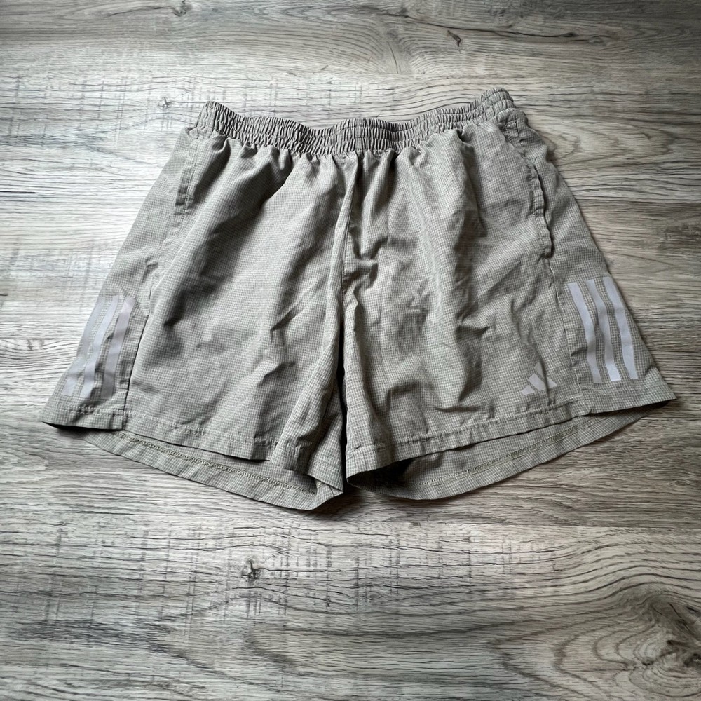 Adidas Running Shorts Mens XL Grey 5 Inch Inseam Grid Reflective Athletic Gym