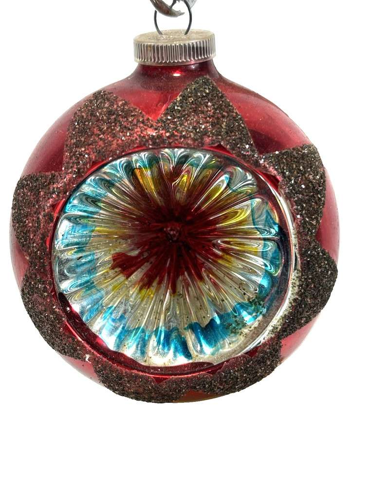 Vintage Blown Glass Indent Christmas Ornament Red West Germany