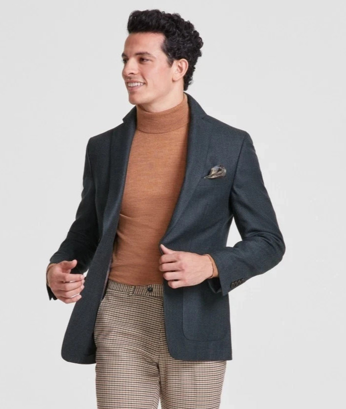 Tallia Men's Green Slim-Fit Wool Blend Sport Coat Size  46R