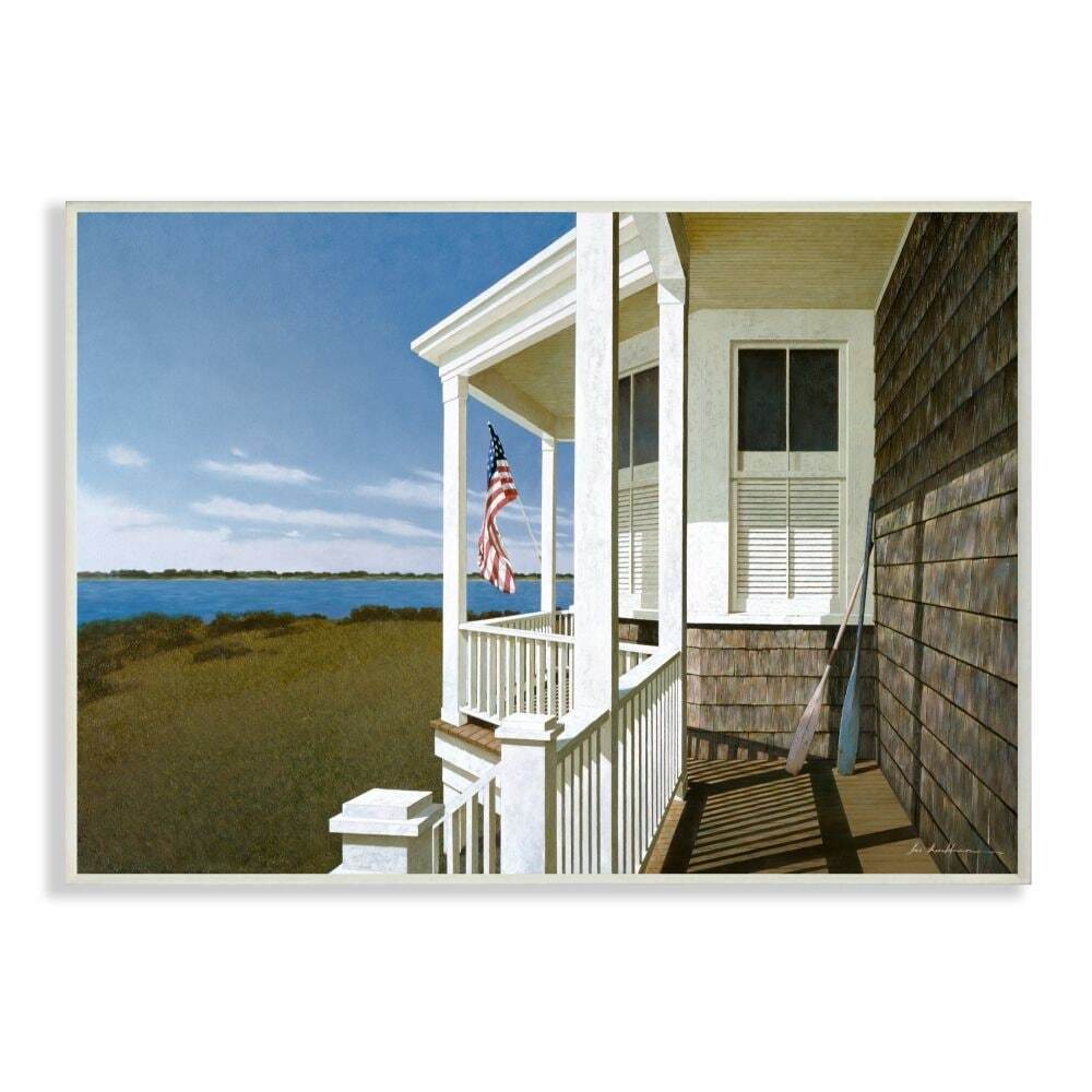 Stupell Americana Cottage Porch Realistic Coastal Painting