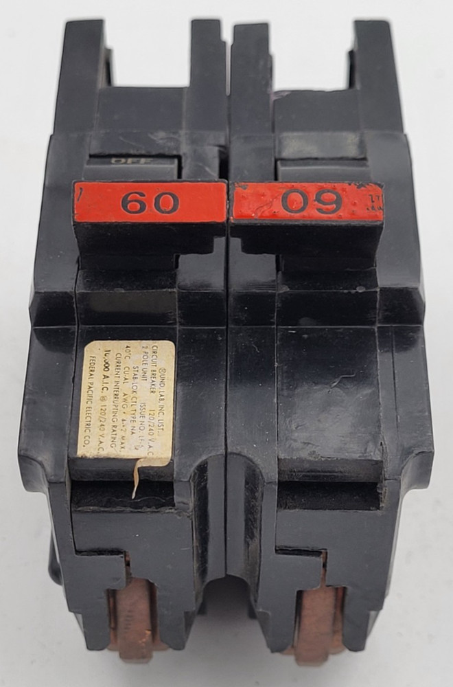 FPE NA260 60 A 2-Pole Stab-Lok 120/240 V Federal Pacific Circuit Breaker USED