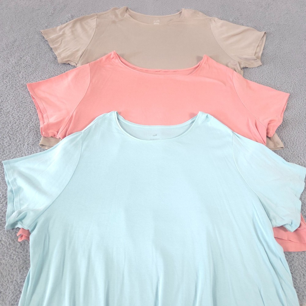 LOT OF 3 J Jill Top Womens 4X Perfect Pima Cotton Crew Neck Tee Shirt Casual