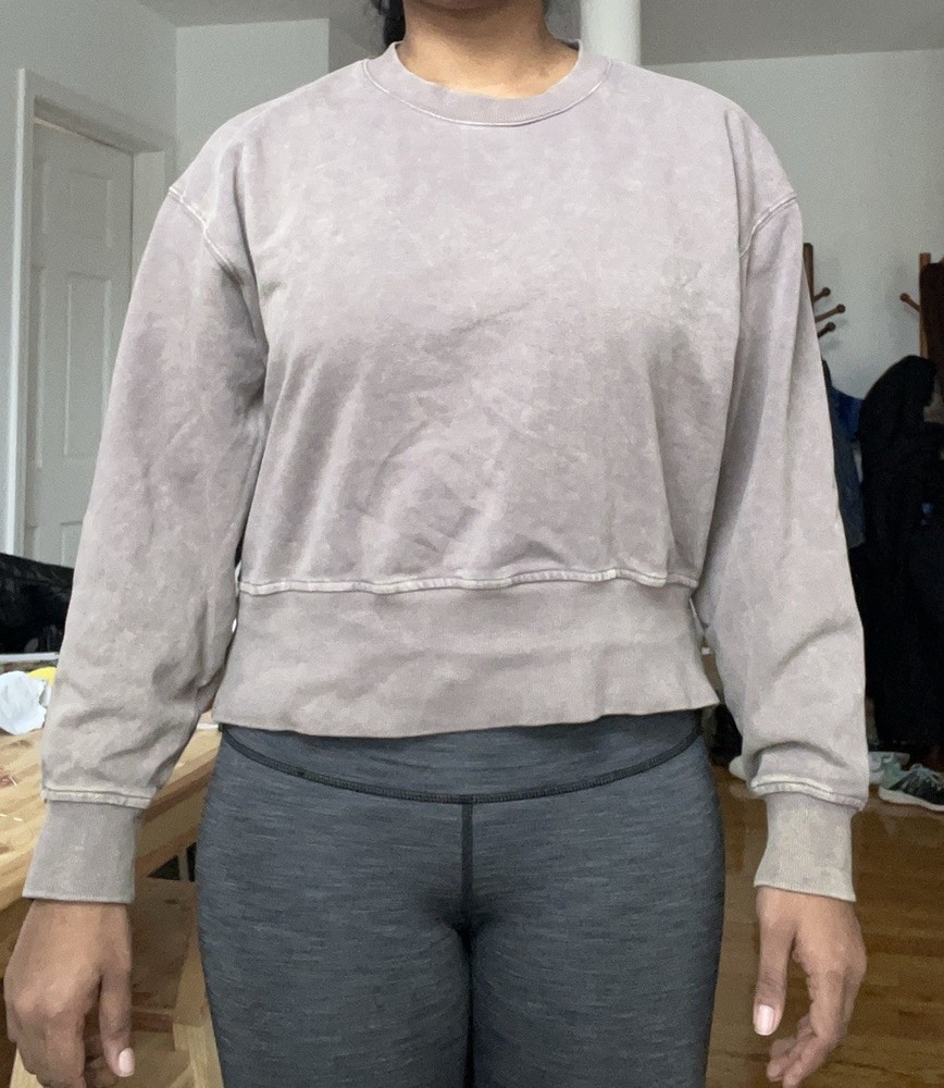 Joy Lab Medium Washed Taupe Brown Cropped Crewneck Sweatshirt Athleisure Active