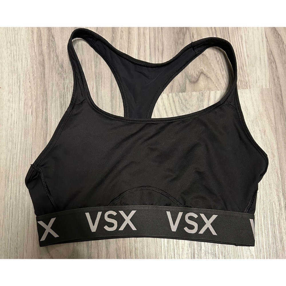 Victoria's Secret VSX Black Racerback Sports Bra Size M Medium Athletic