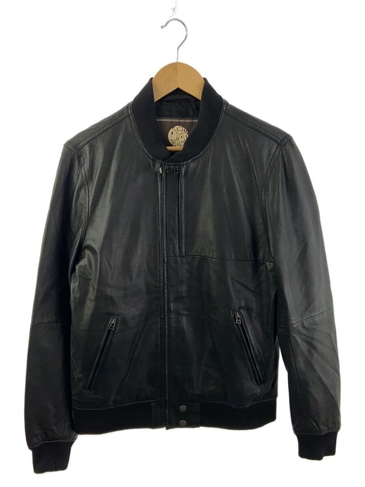 Pretty Green Leather Jacket Blouson/3/Leather/Blk/Plain/Ss16-Grxj-1193-8442 3504