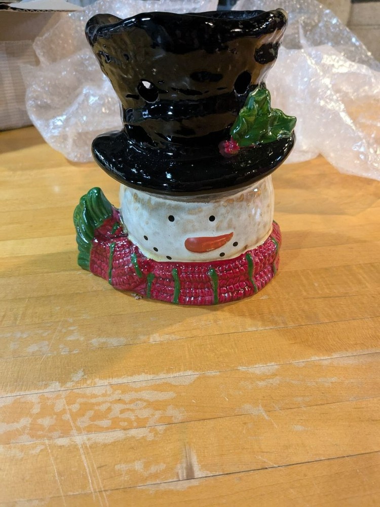 Yankee Candle Snowman Top Hat Ceramic Wax Melt Warmer Winter Decor 2011