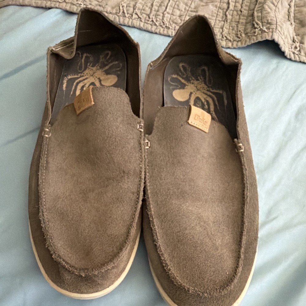 OluKai Nalukai Kala Men's Brown Suede Slip-On Casual Shoes US 13 EU 46