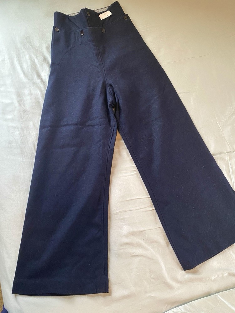 1940s High Waisted Wool Sailor Trousers