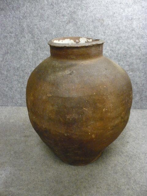Tokoname Pottery Jar Edo Period 19th C Antique Japanese Vase Ceramic 13.3 in