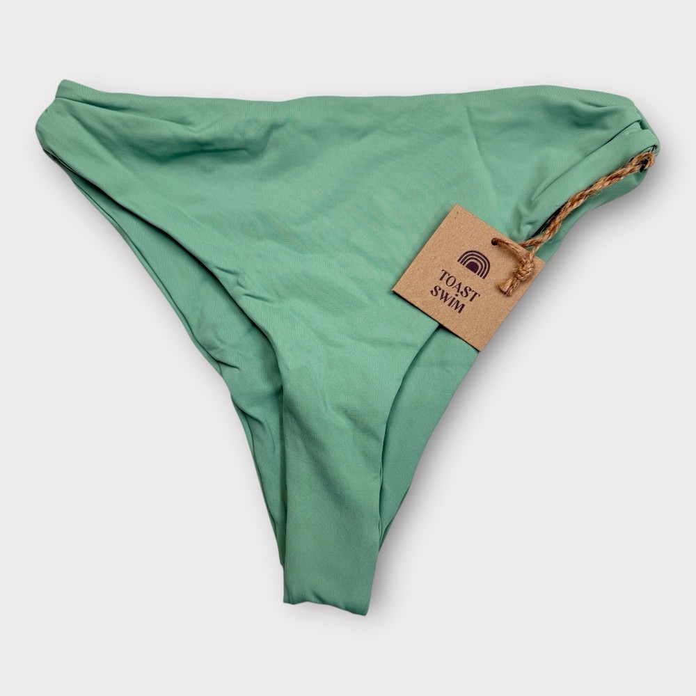 Free People x Toast Signature Cinch Bikini Bottom XS Ming Green Cheeky NWT