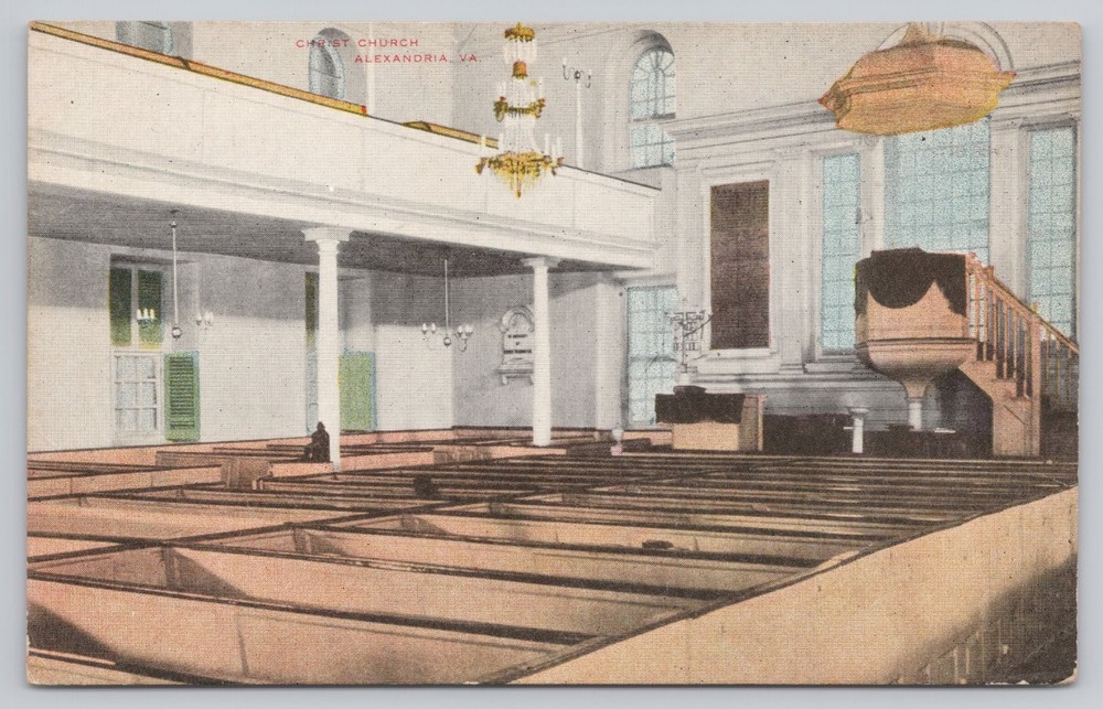 Christ Church Alexandria VA Interior Postcard George Washington's Pew