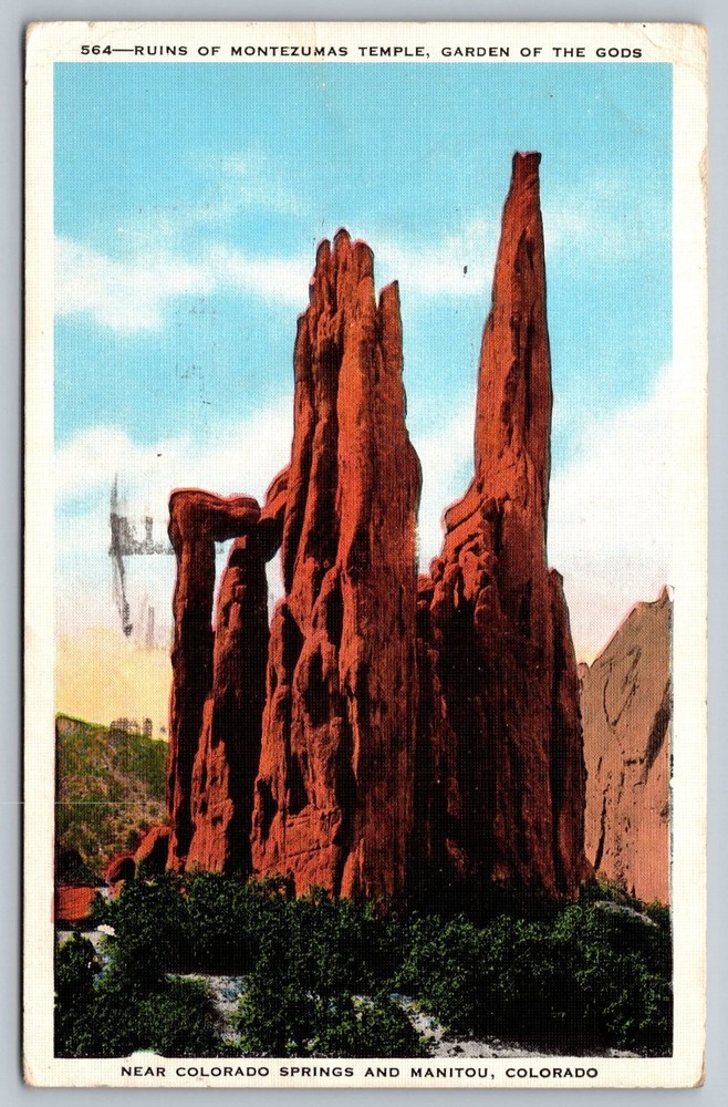 Vintage Ruins of Montezumas Temple Garden of the Gods Postcard CO