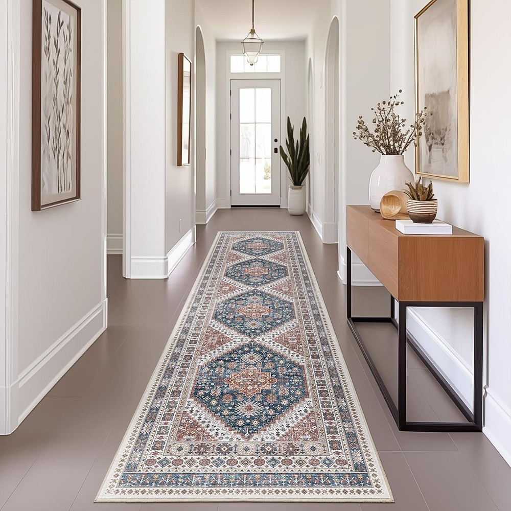 Runner Rug 2x8 Runners for Hallways Non Slip 2' x 8' (Runner), Blue