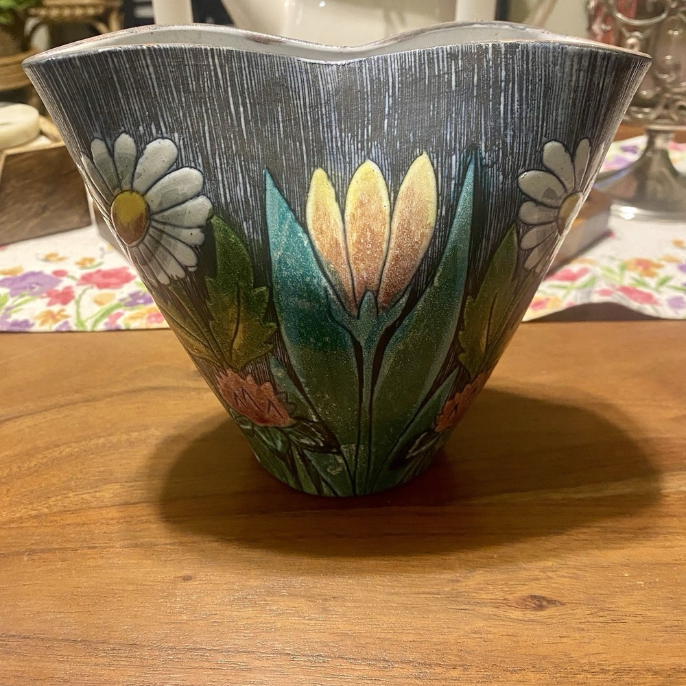 Tilgmans Sweden Ceramic Pottery Vase Floral #437