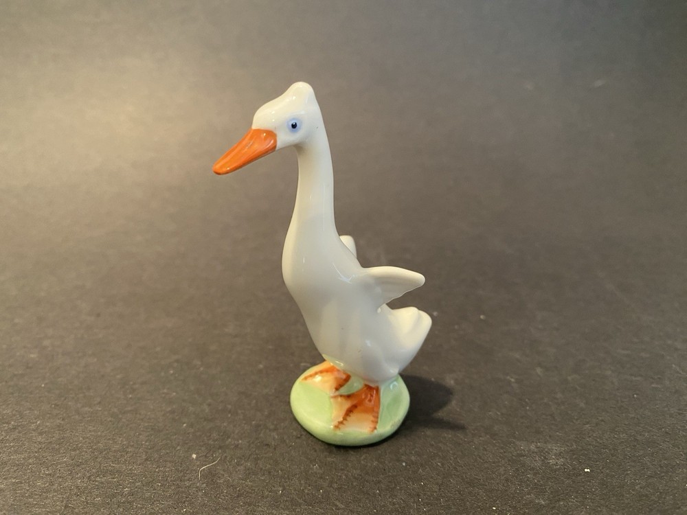 Herend Hungary, White Goose Bird, Handpainted Porcelain Figurine