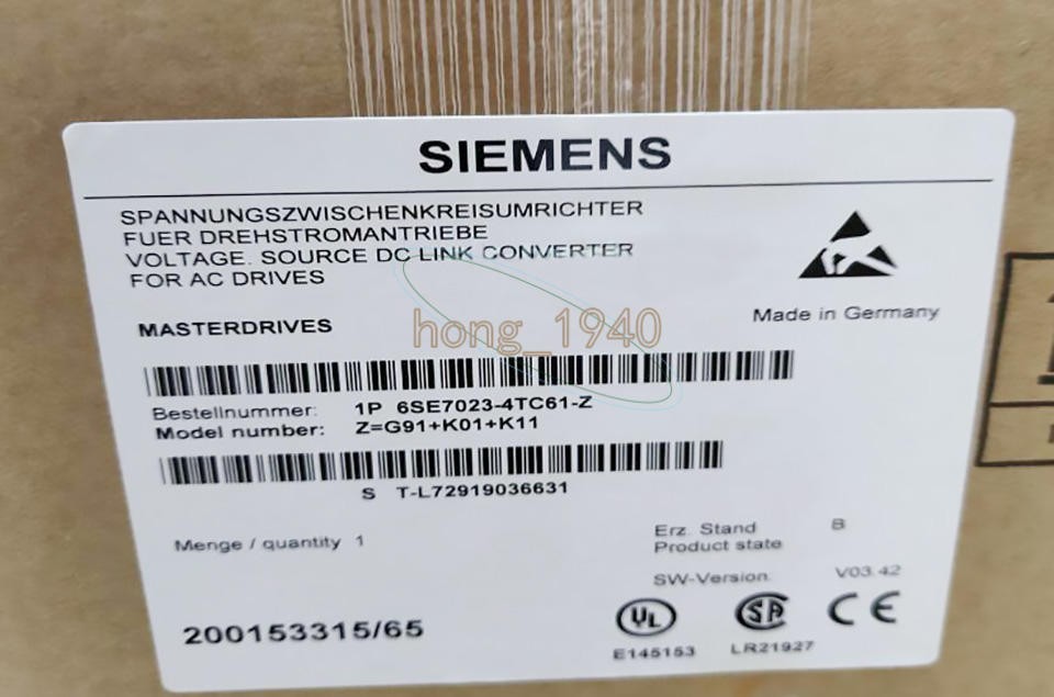 One New Siemens Main Drive 6Se7023-4Tc61-Z Z=G91+K01+K11