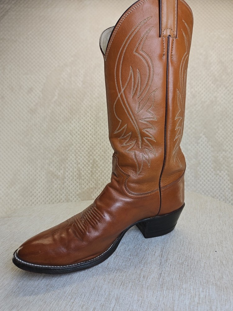 VTG MENS JUSTIN COWBOY Cognac BROWN BOOTS SIZE 9.5 D Real Beauties
