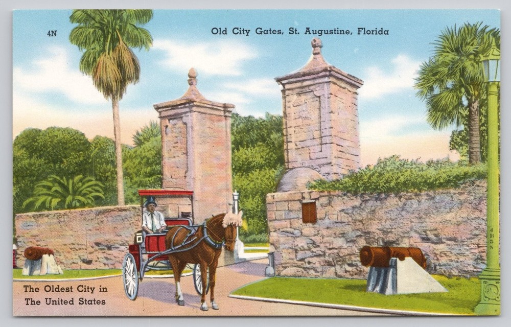 Old City Gates St. Augustine Florida Postcard Tichnor Quality Views 72643