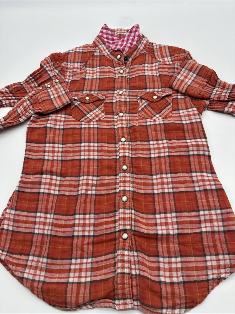 American Eagle Long Sleeve Button Up Shirt Women Size 2 Plaid Multicolor ..#3018